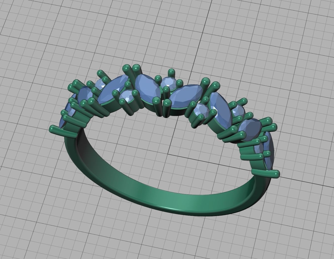 Marquise and Round Halfway Band Ring 3dmodel 3D print model_13