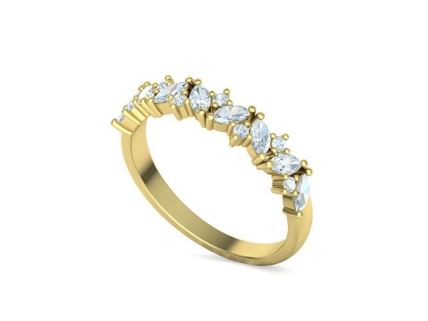 Marquise and Round Halfway Band Ring 3dmodel 3D print model_17