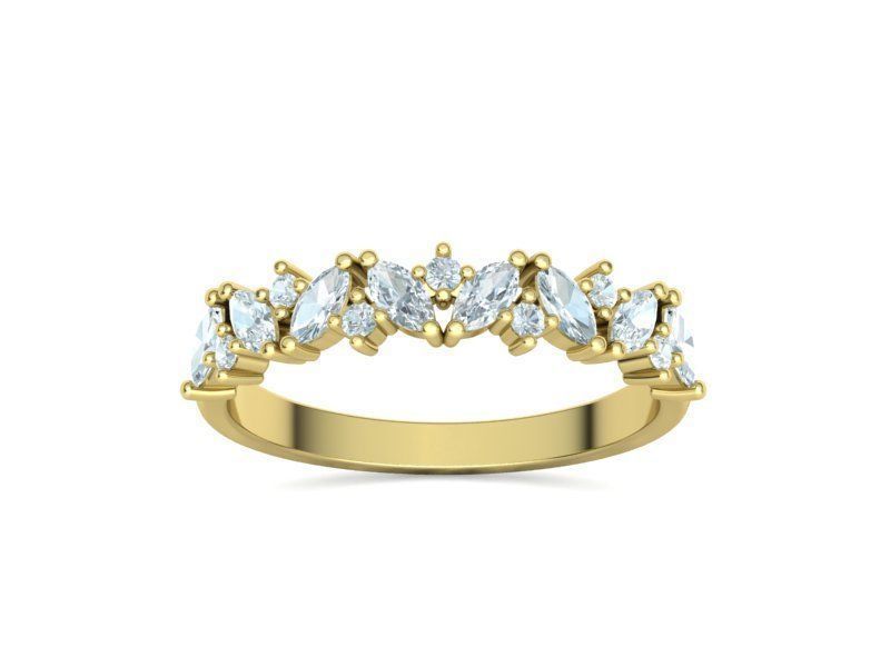 Marquise and Round Halfway Band Ring 3dmodel 3D print model_10