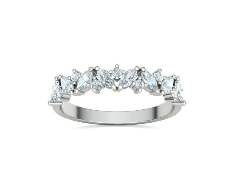 Marquise and Round Halfway Band Ring 3dmodel 3D print model_9