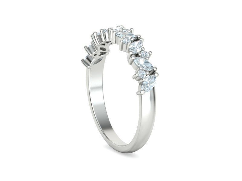 Marquise and Round Halfway Band Ring 3dmodel 3D print model_19