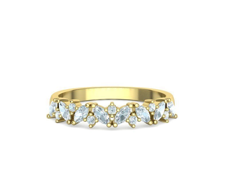 Marquise and Round Halfway Band Ring 3dmodel 3D print model_7