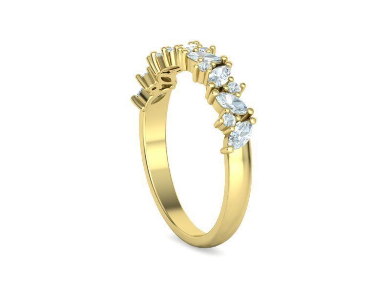 Marquise and Round Halfway Band Ring 3dmodel 3D print model_20