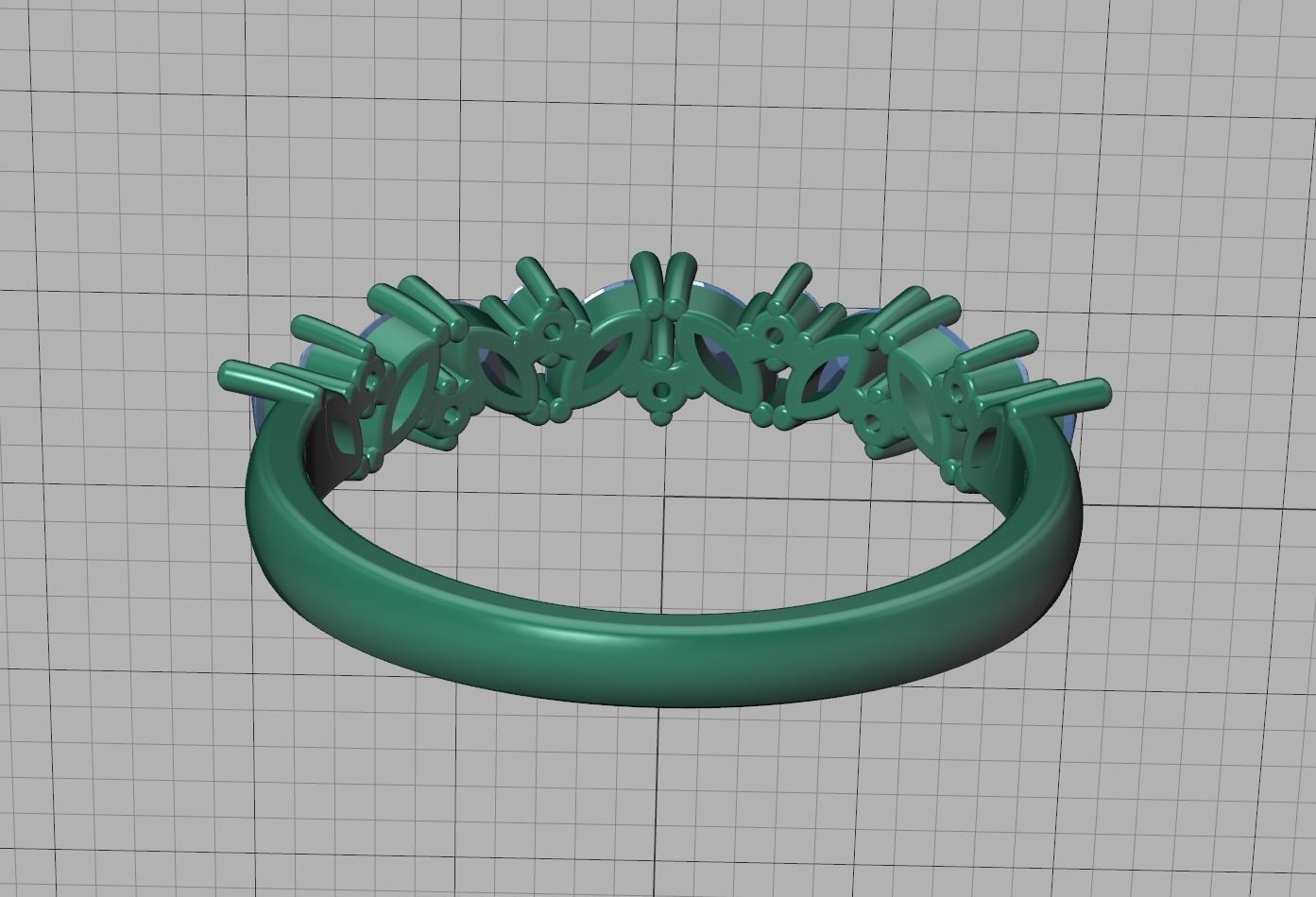 Marquise and Round Halfway Band Ring 3dmodel 3D print model_27