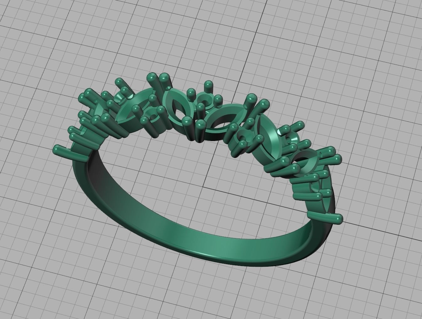 Marquise and Round Halfway Band Ring 3dmodel 3D print model_14