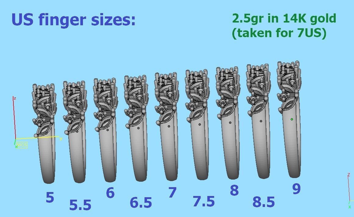 Marquise and Round Halfway Band Ring 3dmodel 3D print model_12