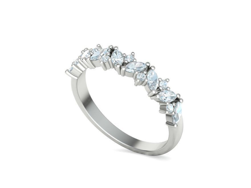 Marquise and Round Halfway Band Ring 3dmodel 3D print model_16