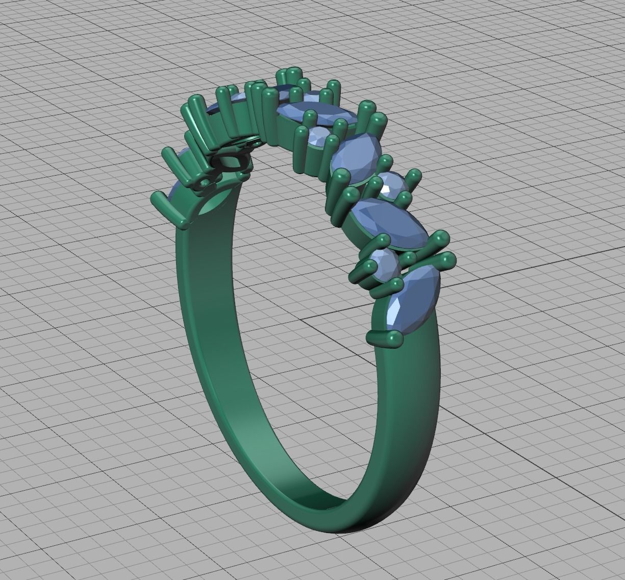 Marquise and Round Halfway Band Ring 3dmodel 3D print model_25