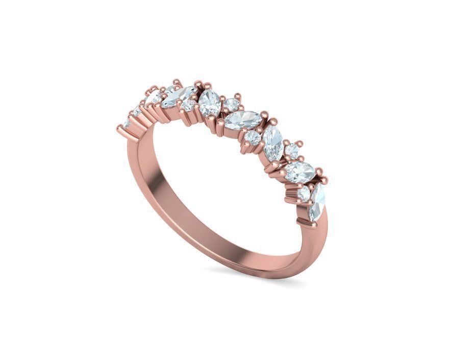 Marquise and Round Halfway Band Ring 3dmodel 3D print model_15