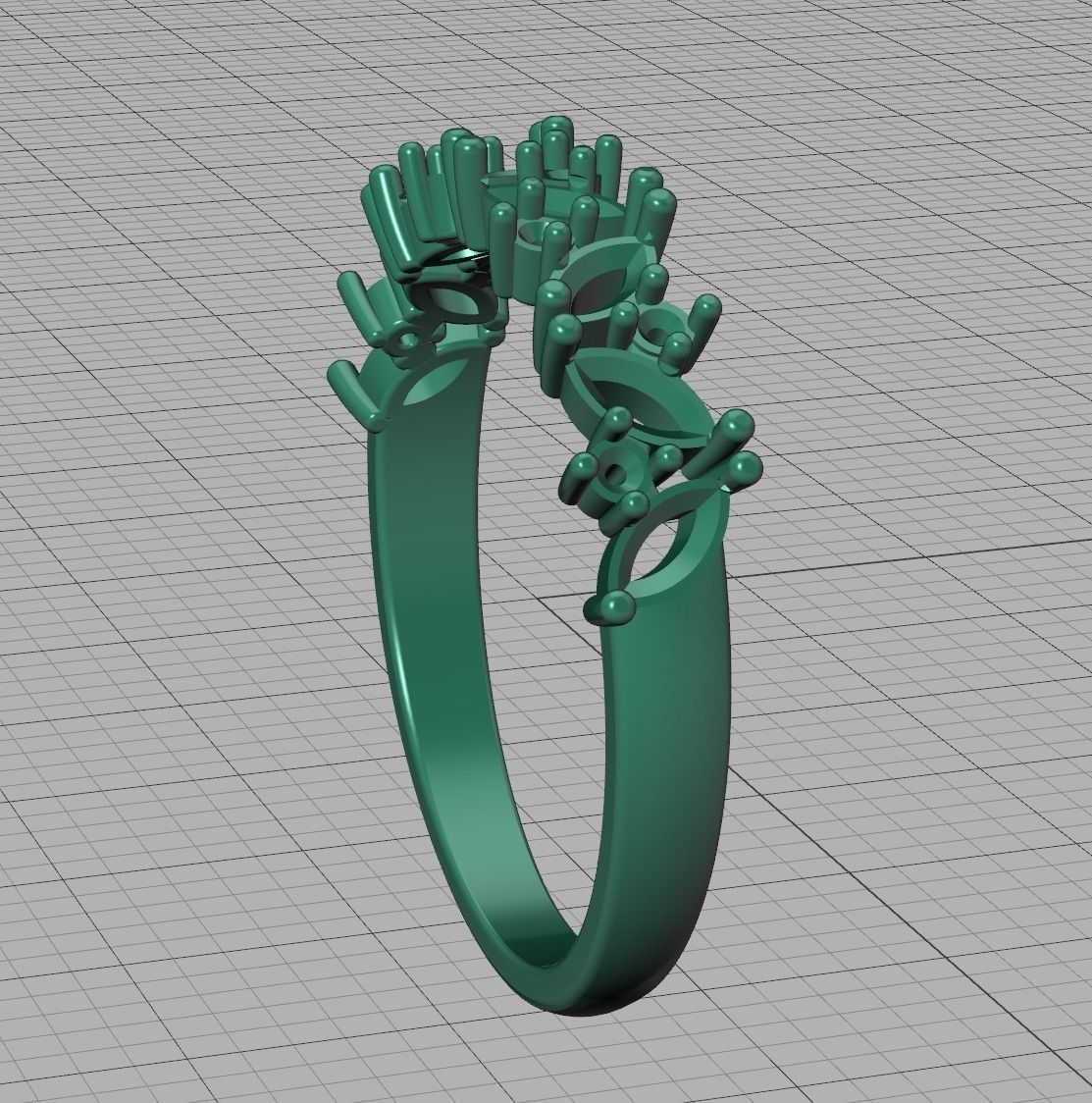 Marquise and Round Halfway Band Ring 3dmodel 3D print model_30