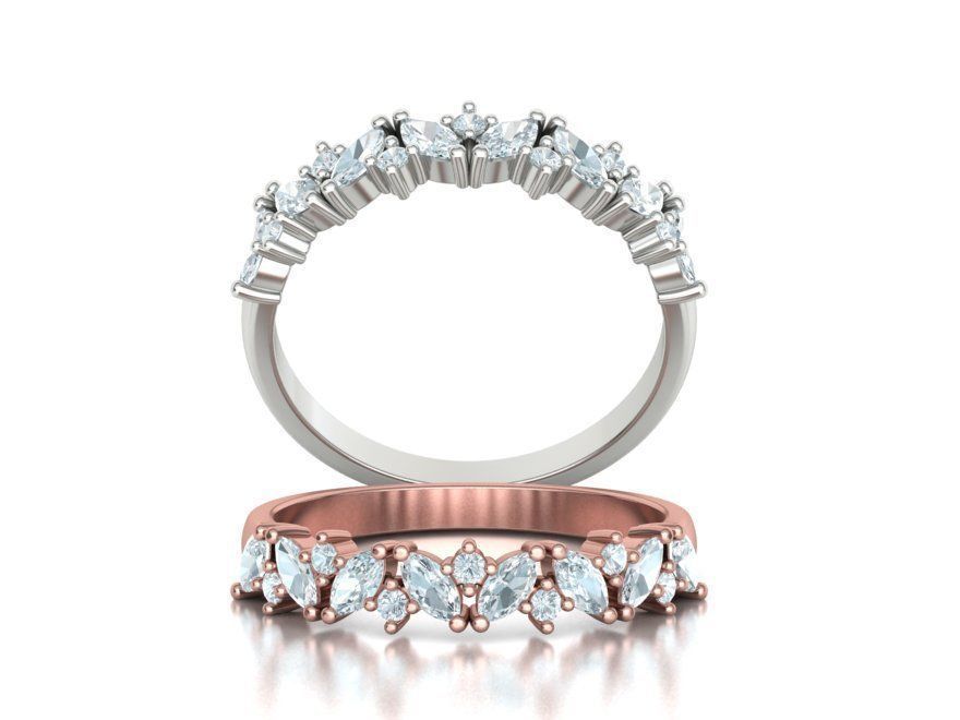 Marquise and Round Halfway Band Ring 3dmodel 3D print model_3
