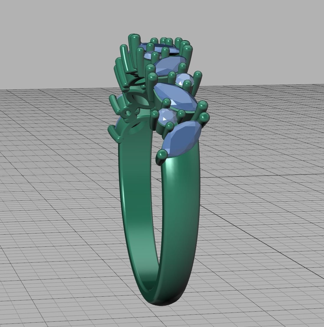 Marquise and Round Halfway Band Ring 3dmodel 3D print model_28