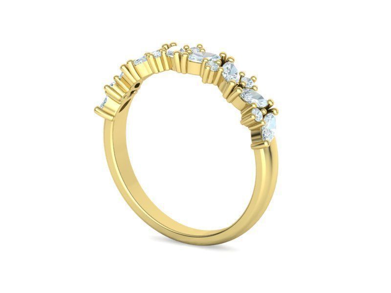 Marquise and Round Halfway Band Ring 3dmodel 3D print model_23