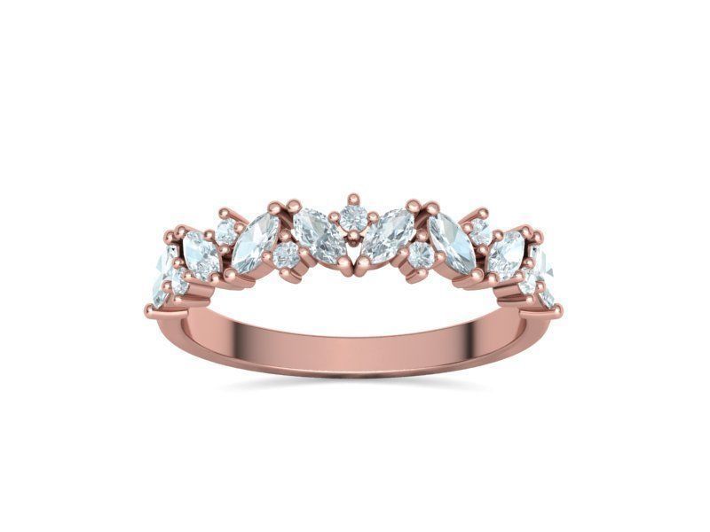 Marquise and Round Halfway Band Ring 3dmodel 3D print model_8