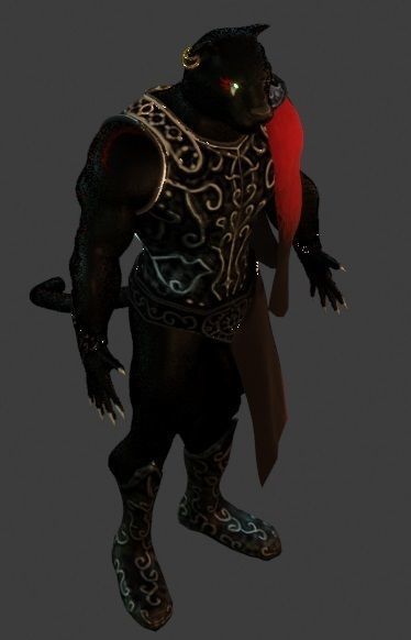 Cat and Bull of Partha Low-poly 3D model_5