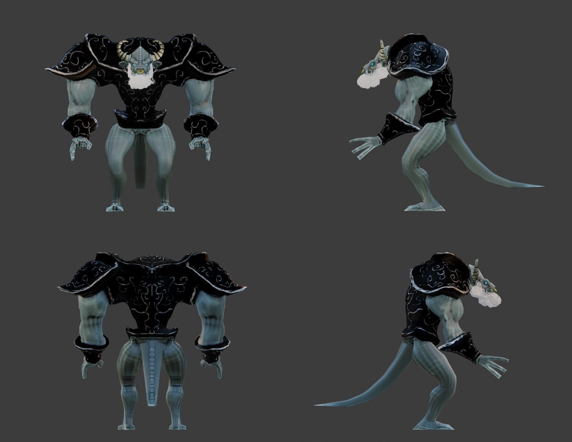 Cat and Bull of Partha Low-poly 3D model_28