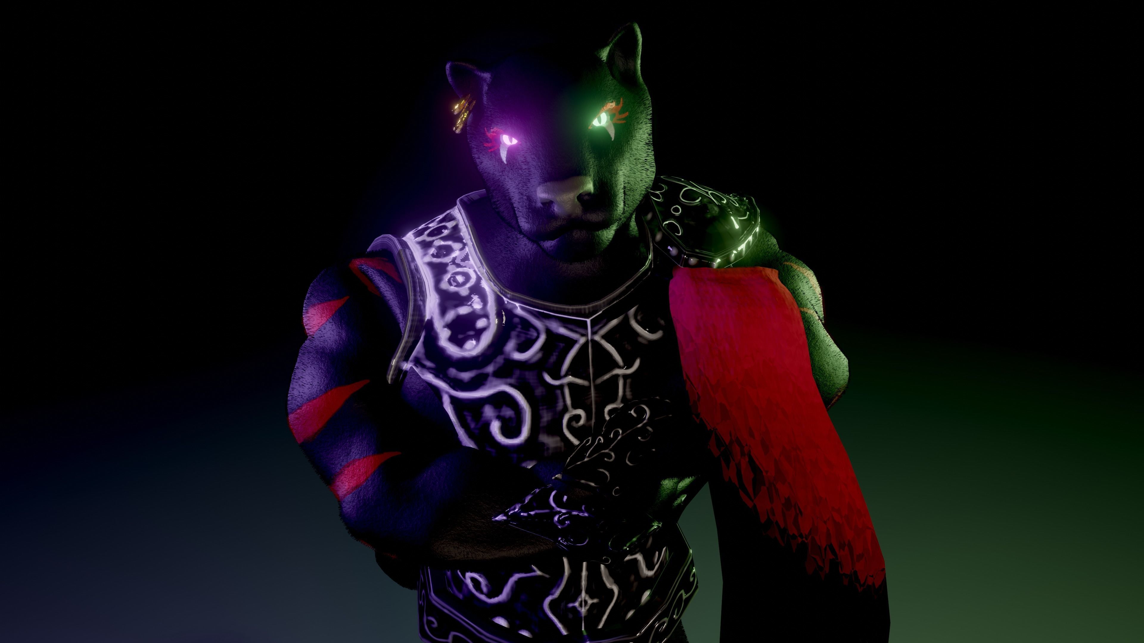 Cat and Bull of Partha Low-poly 3D model_4