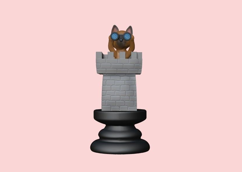 Dog Chess Pieces 3D print model_1