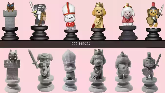 Dog Chess Pieces 3D print model