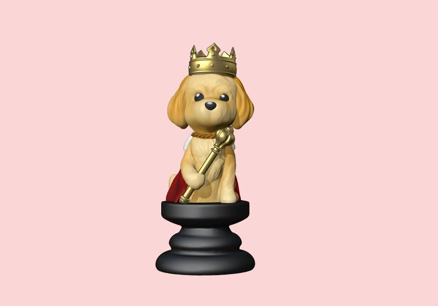 Dog Chess Pieces 3D print model_4