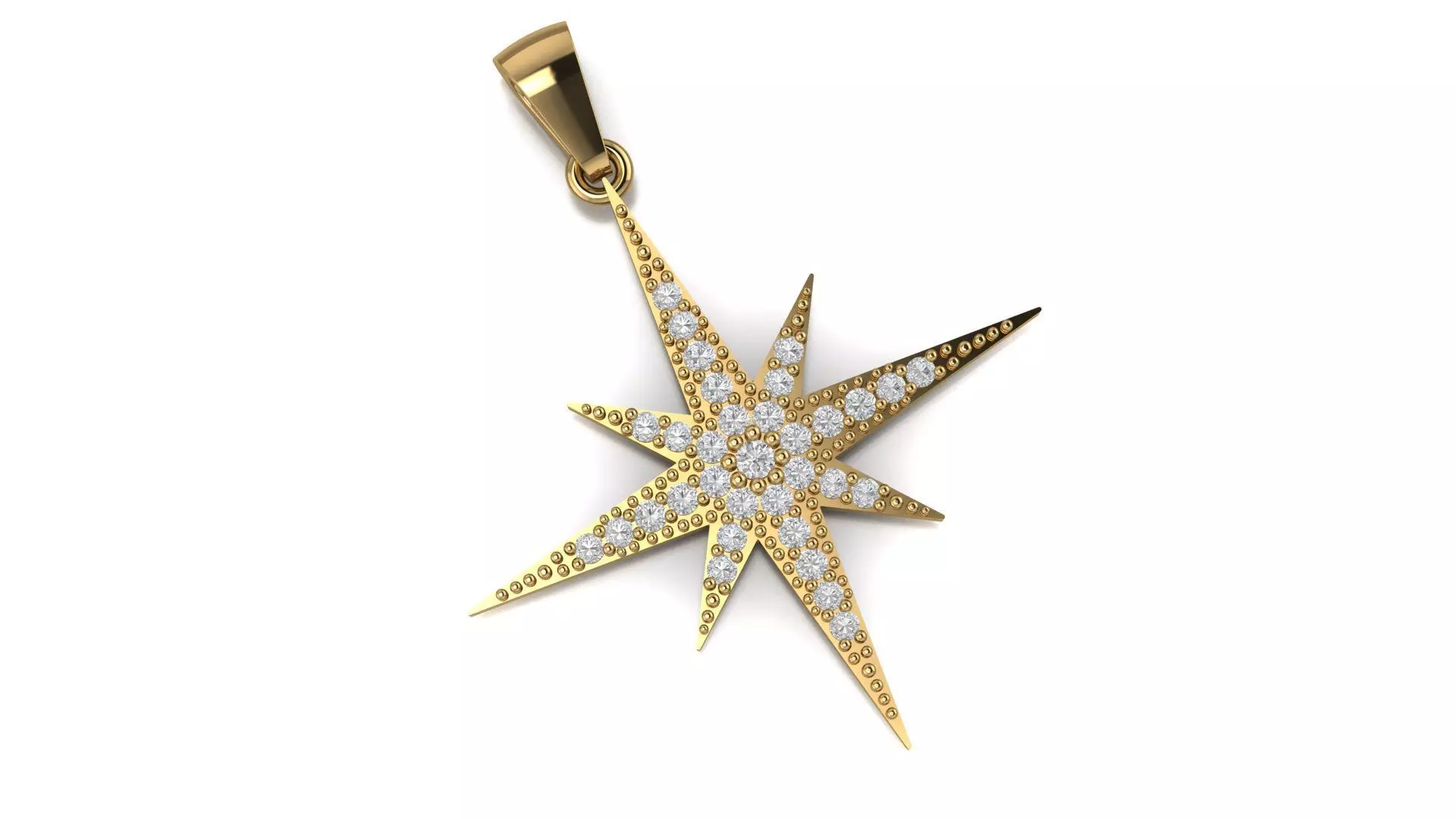Pendant 3D print model star gold with diamonds 3D print model_0