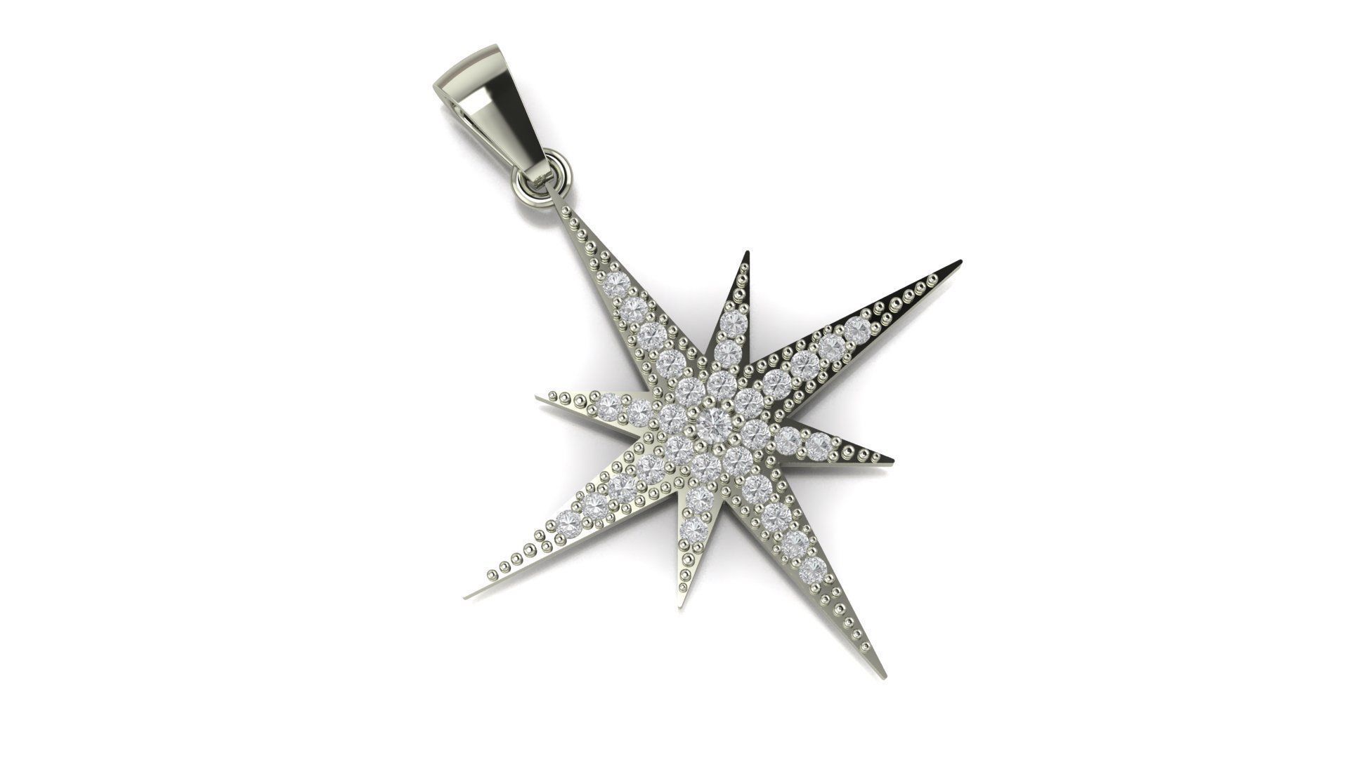 Pendant 3D print model star gold with diamonds 3D print model_1