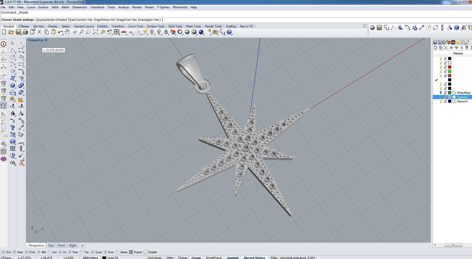 Pendant 3D print model star gold with diamonds 3D print model_9