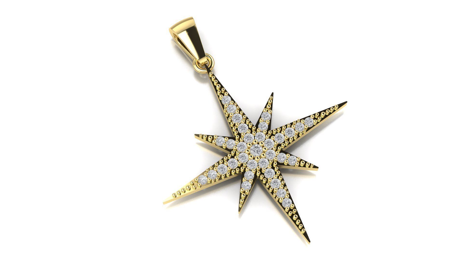 Pendant 3D print model star gold with diamonds 3D print model_18