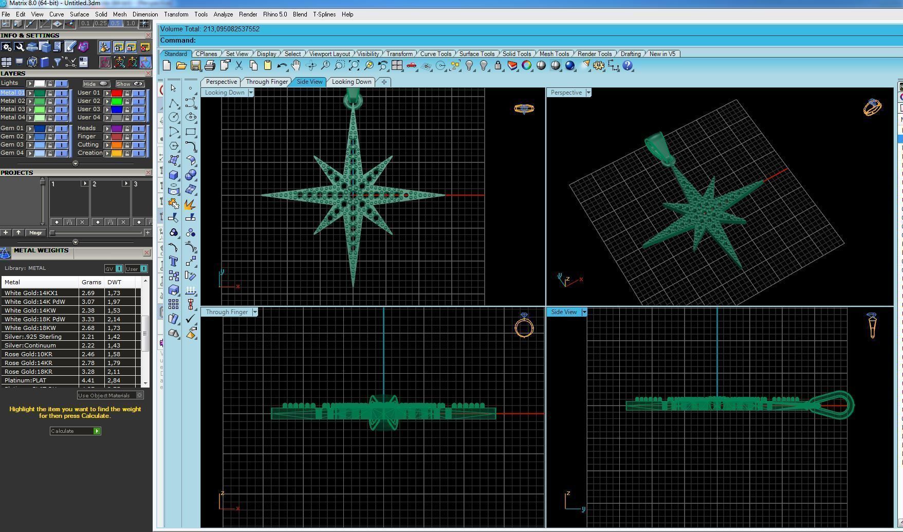 Pendant 3D print model star gold with diamonds 3D print model_11