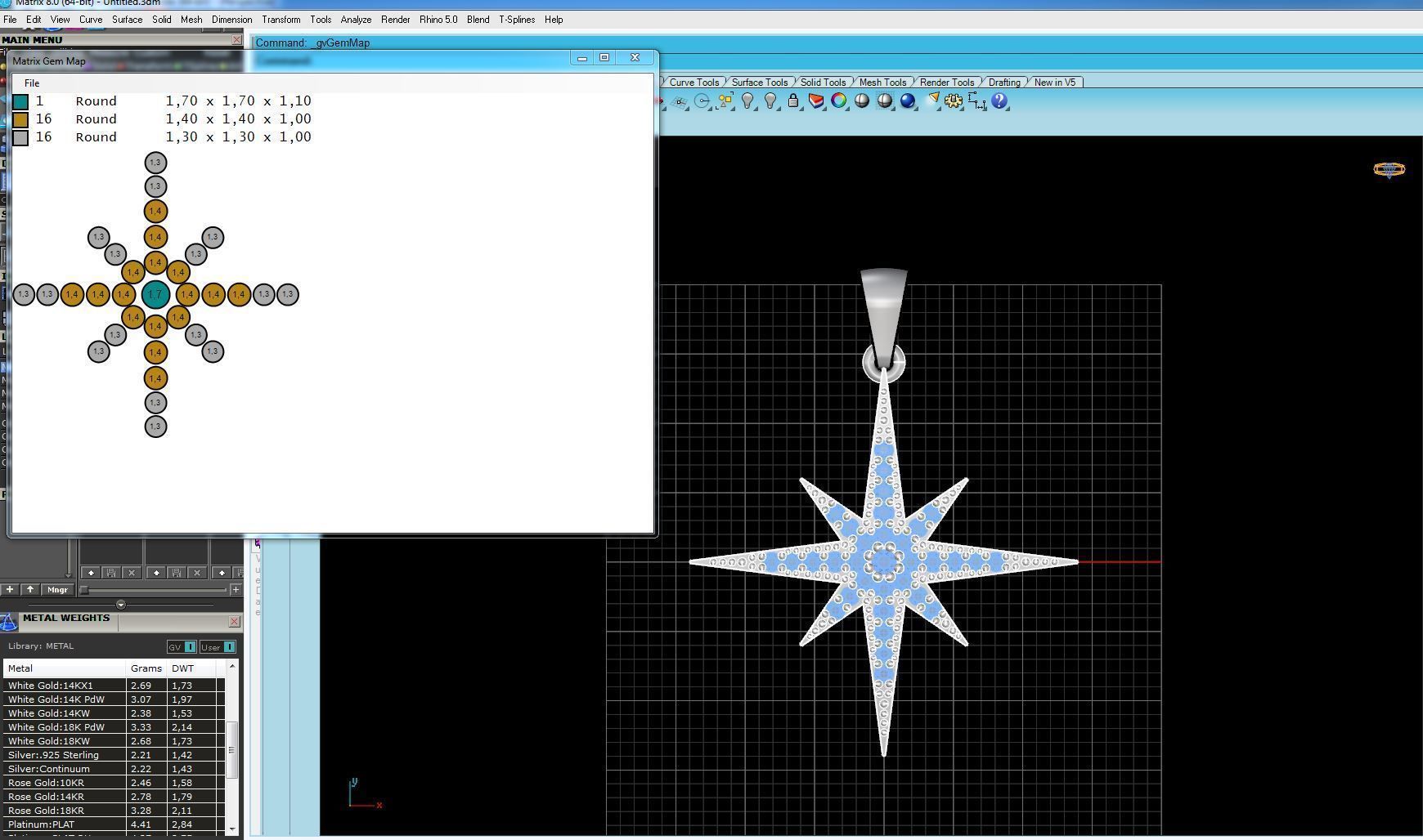 Pendant 3D print model star gold with diamonds 3D print model_5
