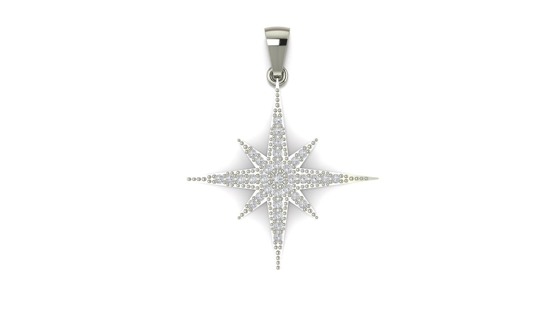 Pendant 3D print model star gold with diamonds 3D print model_3