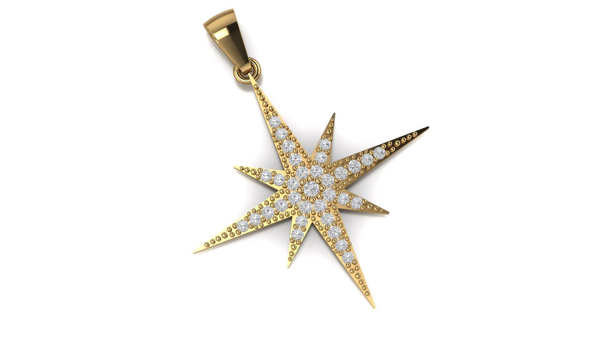 Pendant 3D print model star gold with diamonds 3D print model_16
