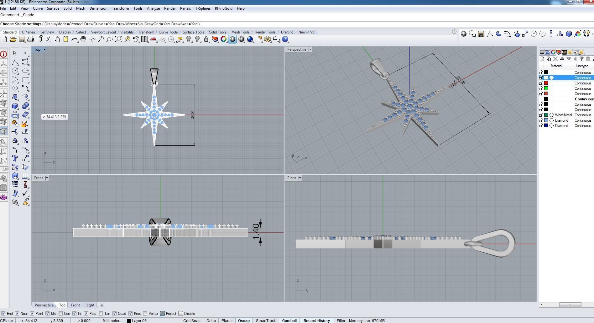 Pendant 3D print model star gold with diamonds 3D print model_8