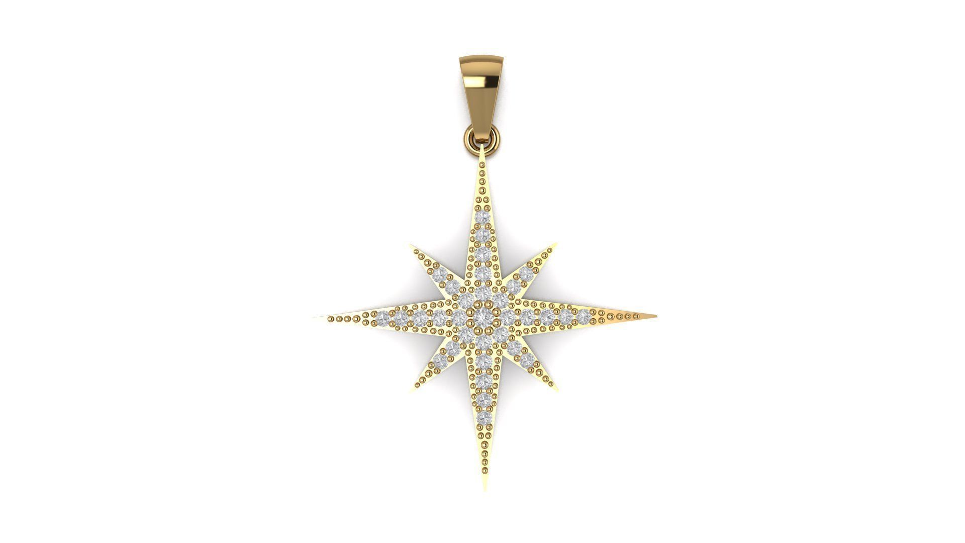 Pendant 3D print model star gold with diamonds 3D print model_2