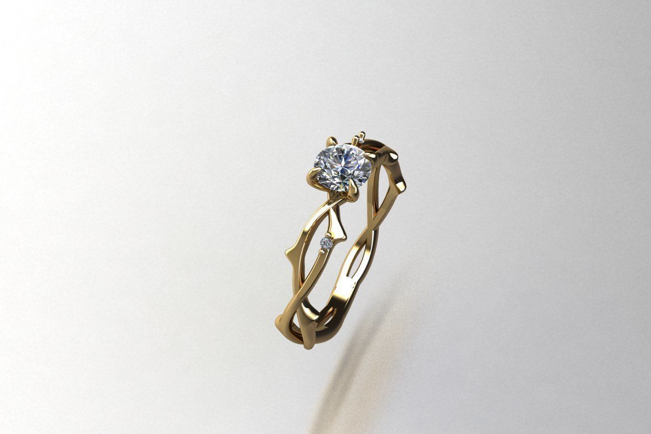 ring sprig branch 3D print model_3