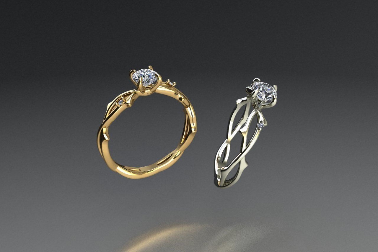 ring sprig branch 3D print model_2