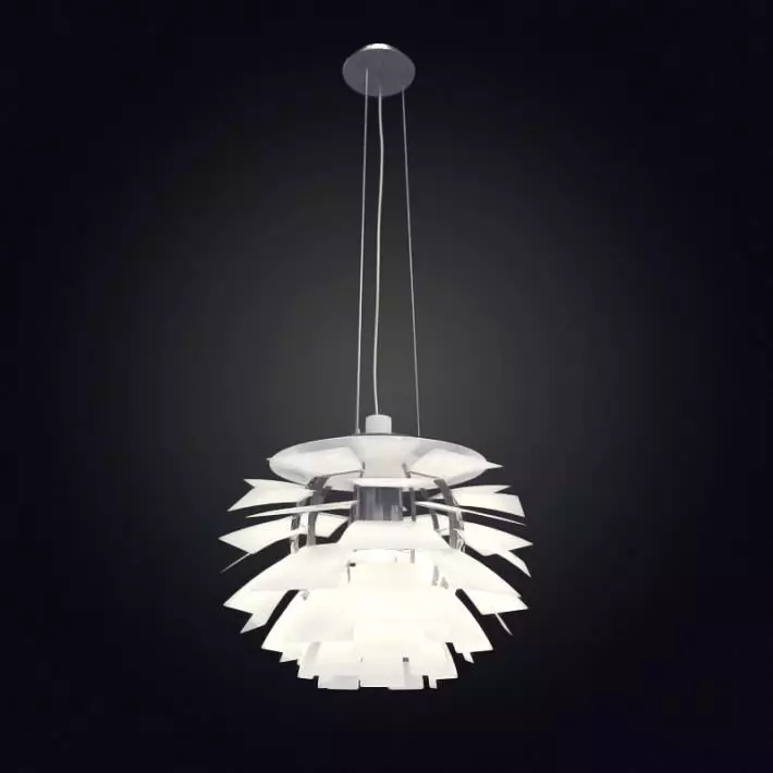 White Hanging Lamp 3D model_0