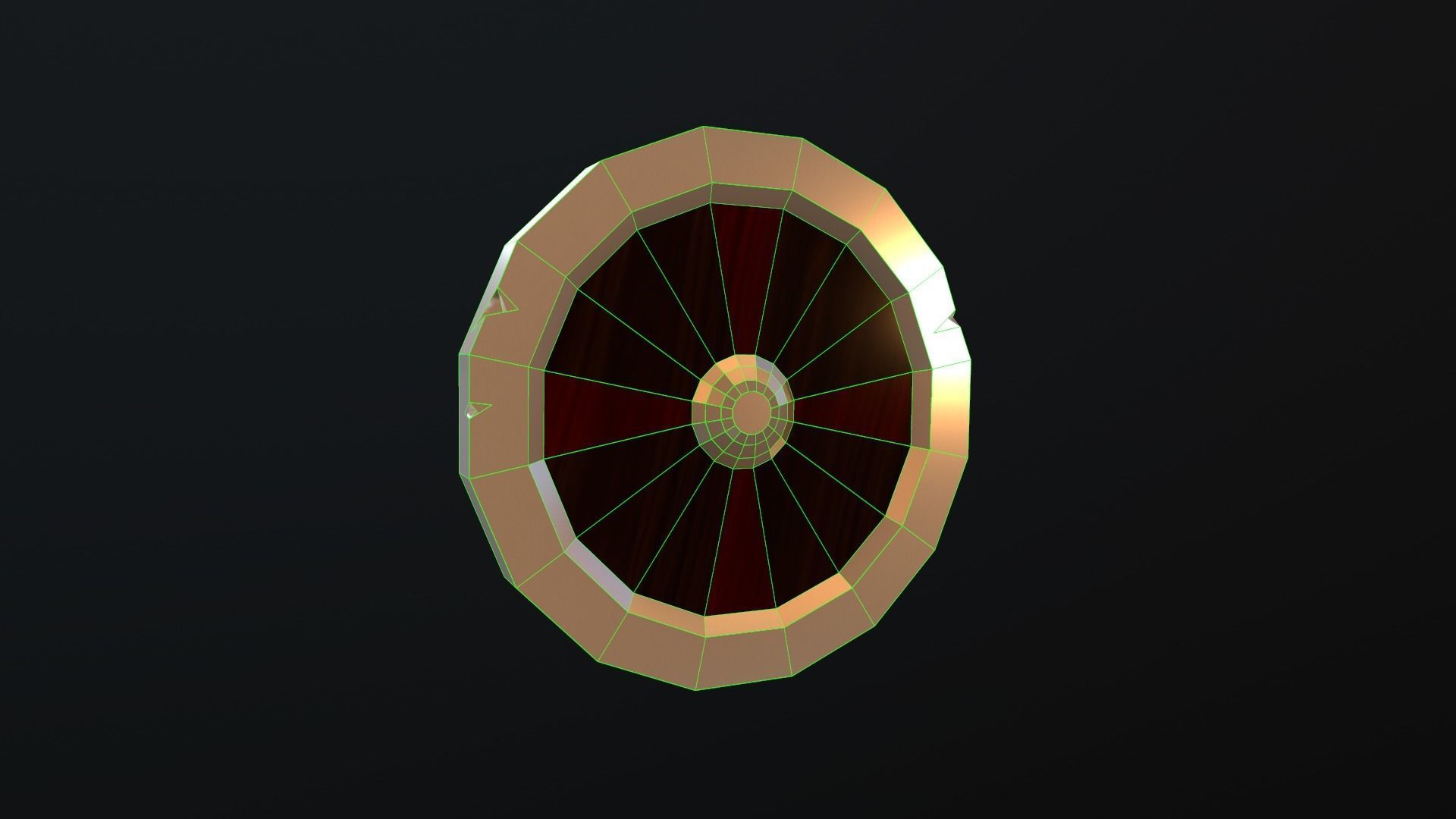 Shield gold ring Low-poly 3D model_1