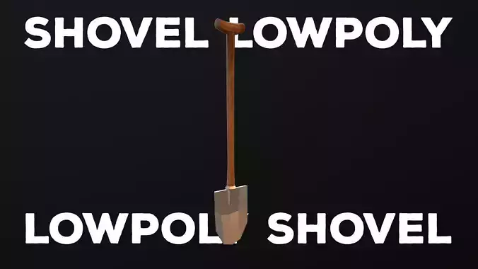 Shovel wooden hanging Low-poly 3D model