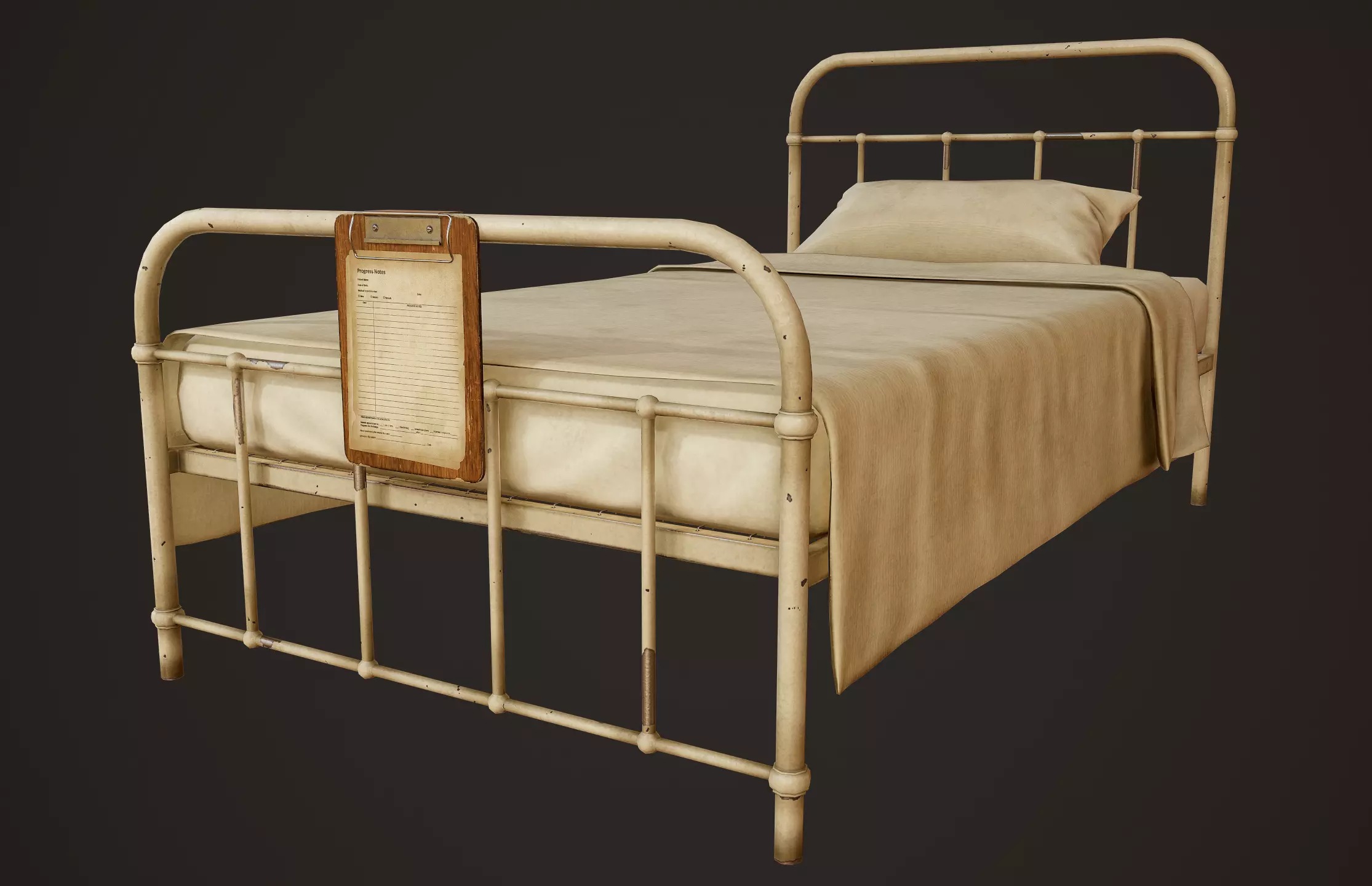 Hospital Bed - PBR Game Ready Low-poly 3D model_0