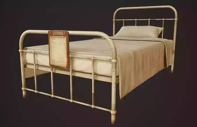 Hospital Bed - PBR Game Ready Low-poly 3D model