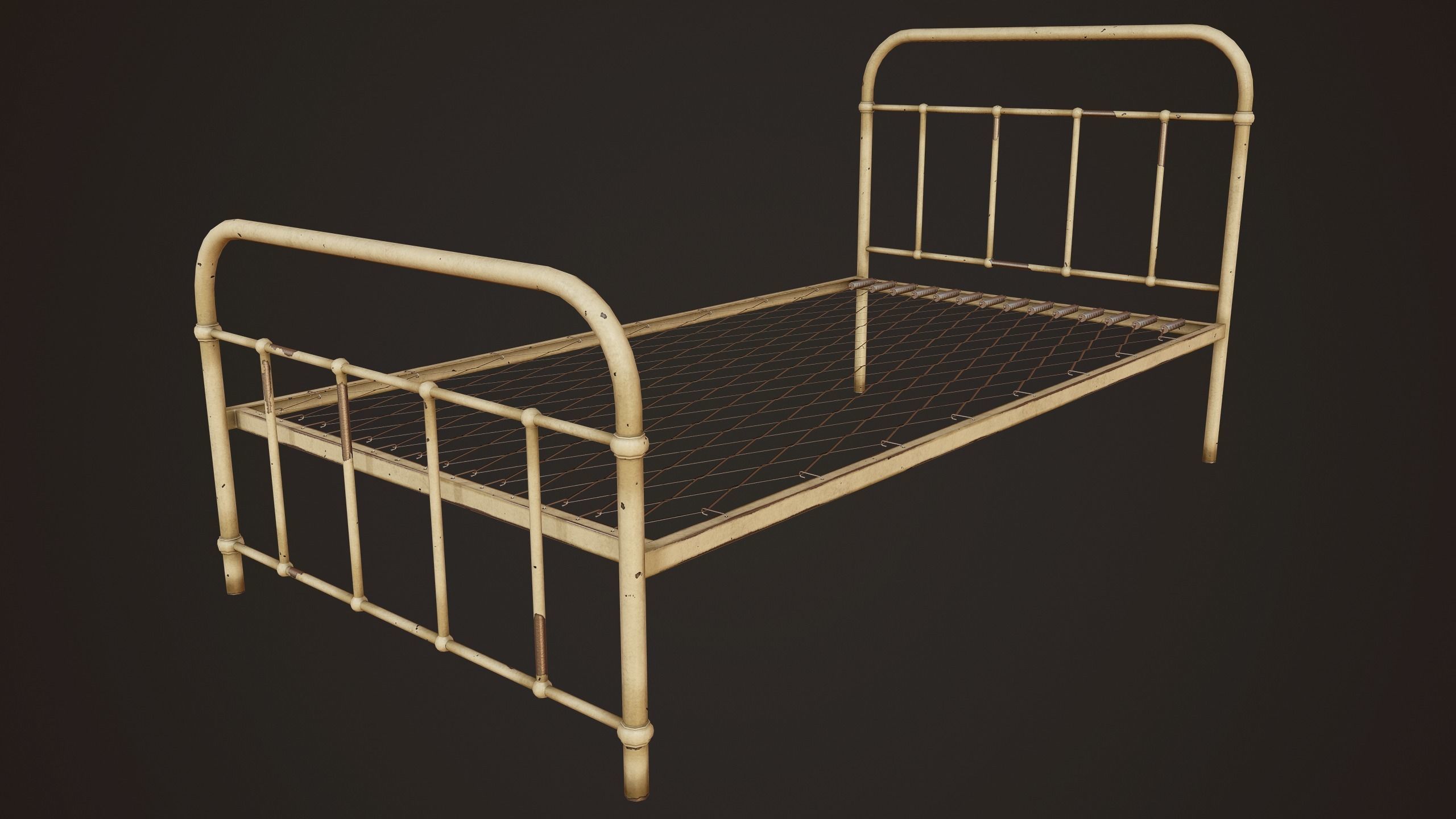 Hospital Bed - PBR Game Ready Low-poly 3D model_7