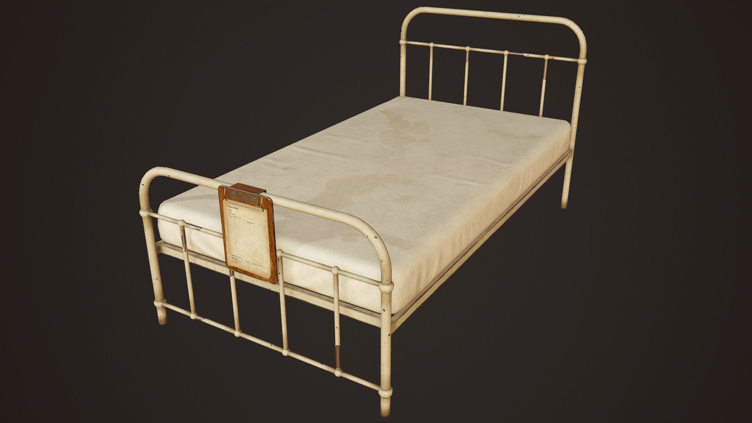 Hospital Bed - PBR Game Ready Low-poly 3D model_5
