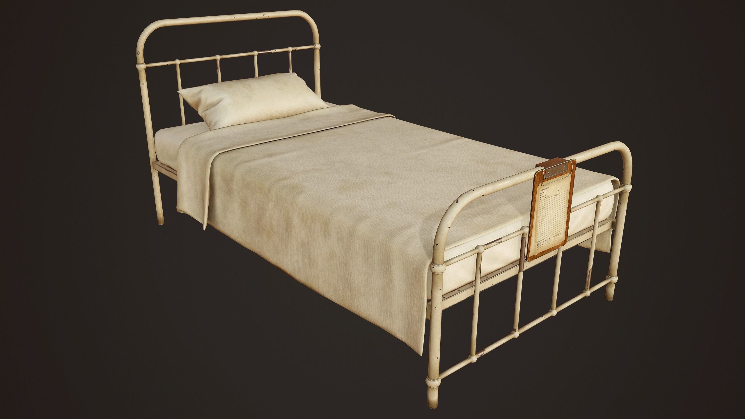 Hospital Bed - PBR Game Ready Low-poly 3D model_4