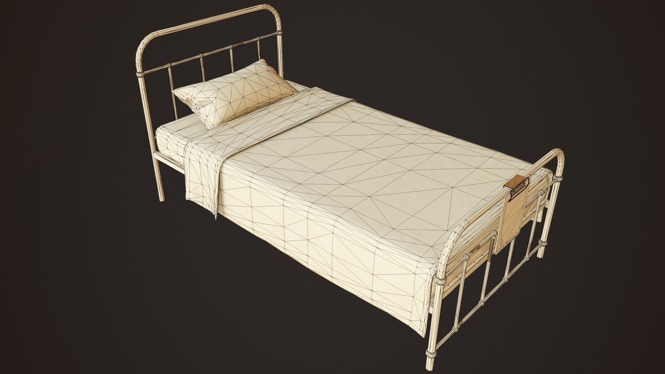 Hospital Bed - PBR Game Ready Low-poly 3D model_11