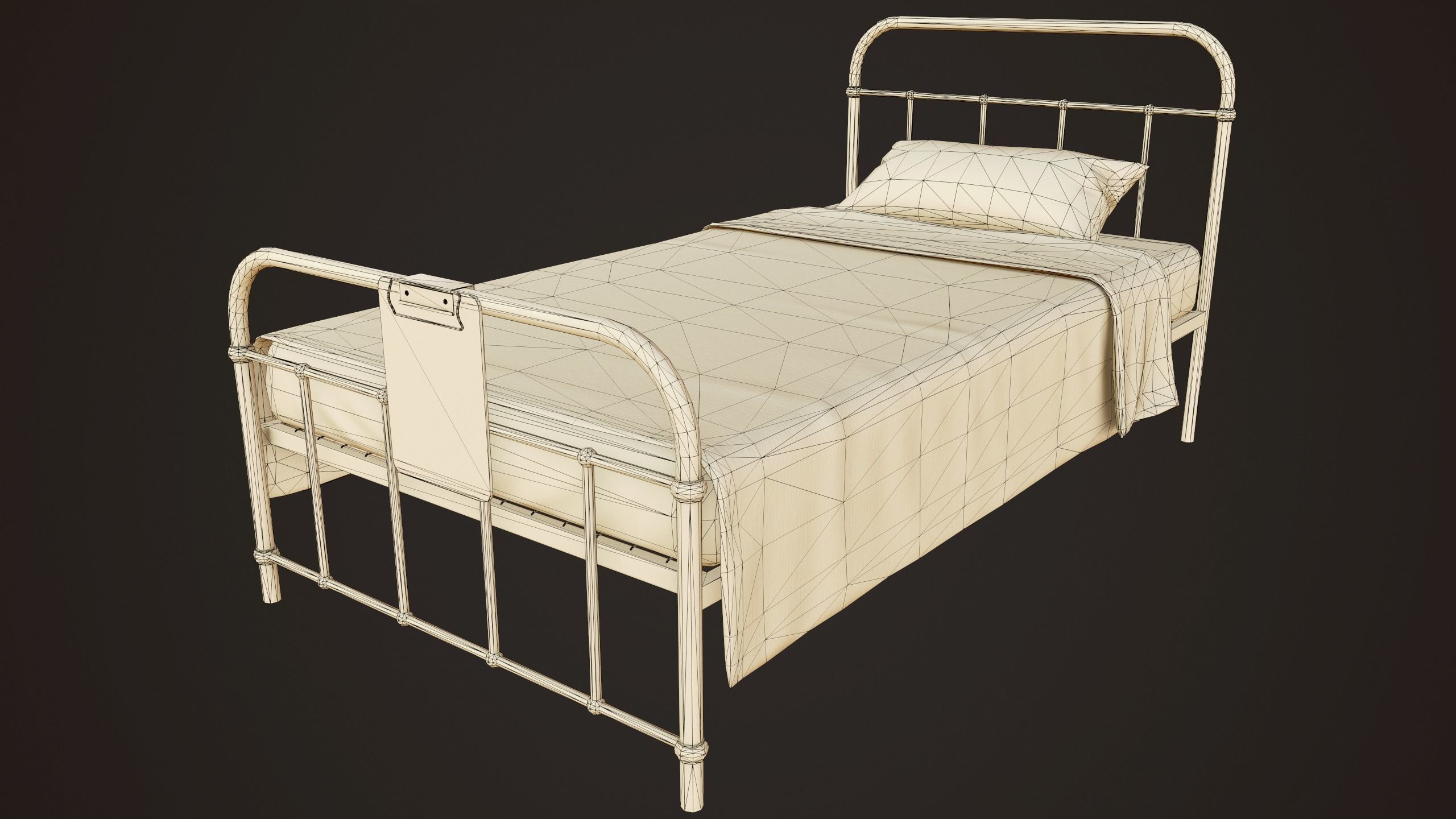 Hospital Bed - PBR Game Ready Low-poly 3D model_10