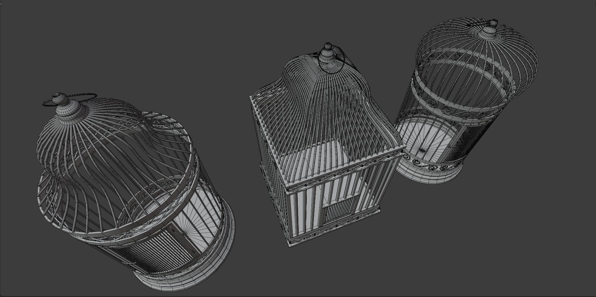 Bird cage Collection Low-poly 3D model_7