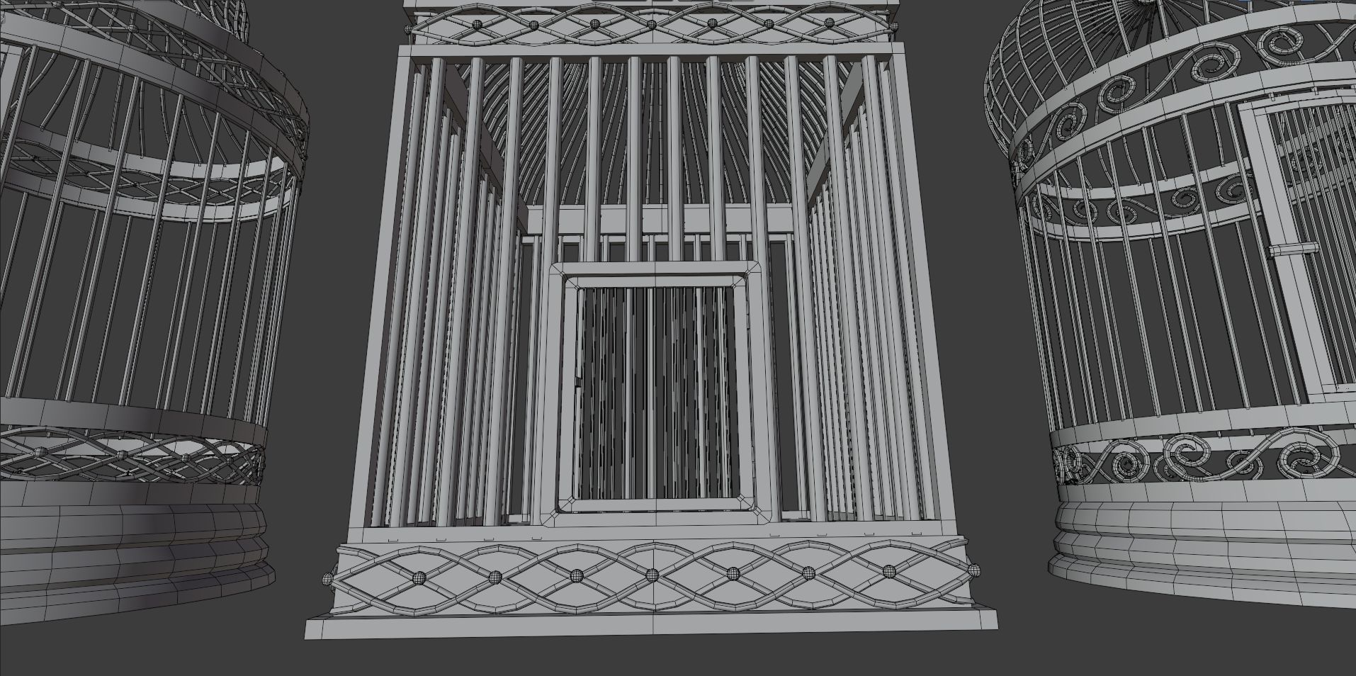 Bird cage Collection Low-poly 3D model_9