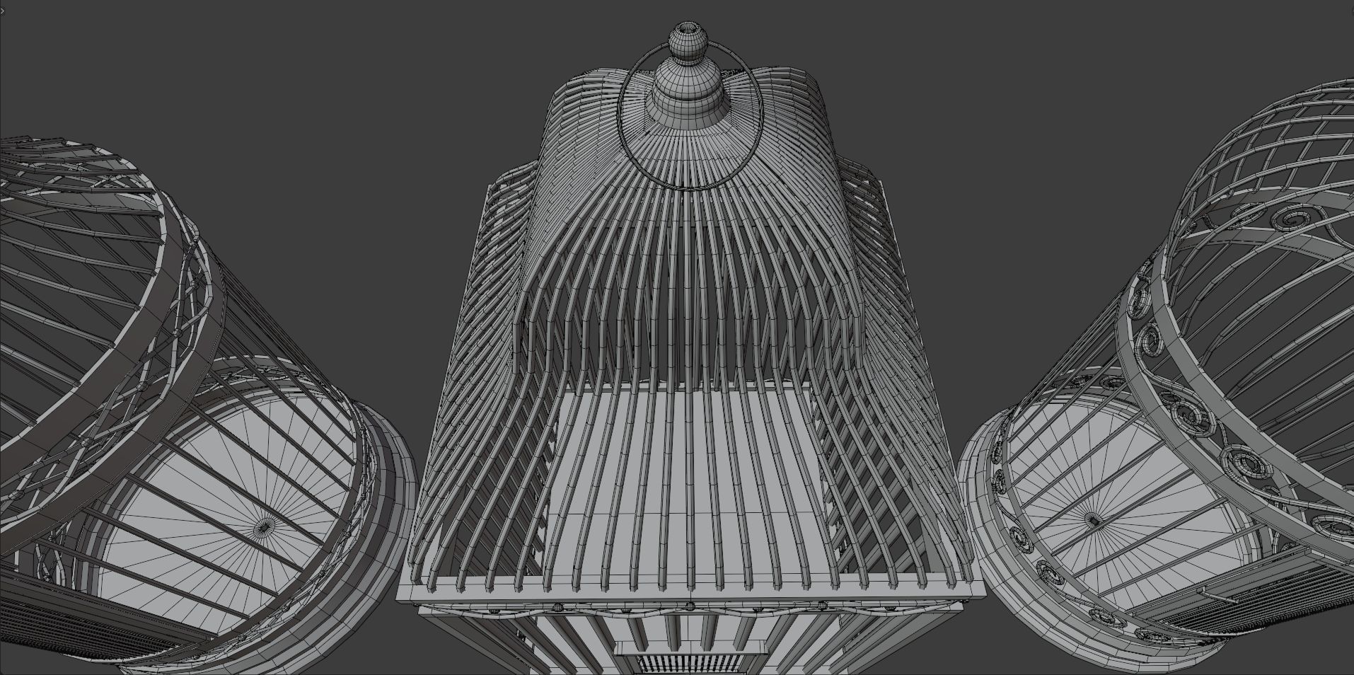 Bird cage Collection Low-poly 3D model_8