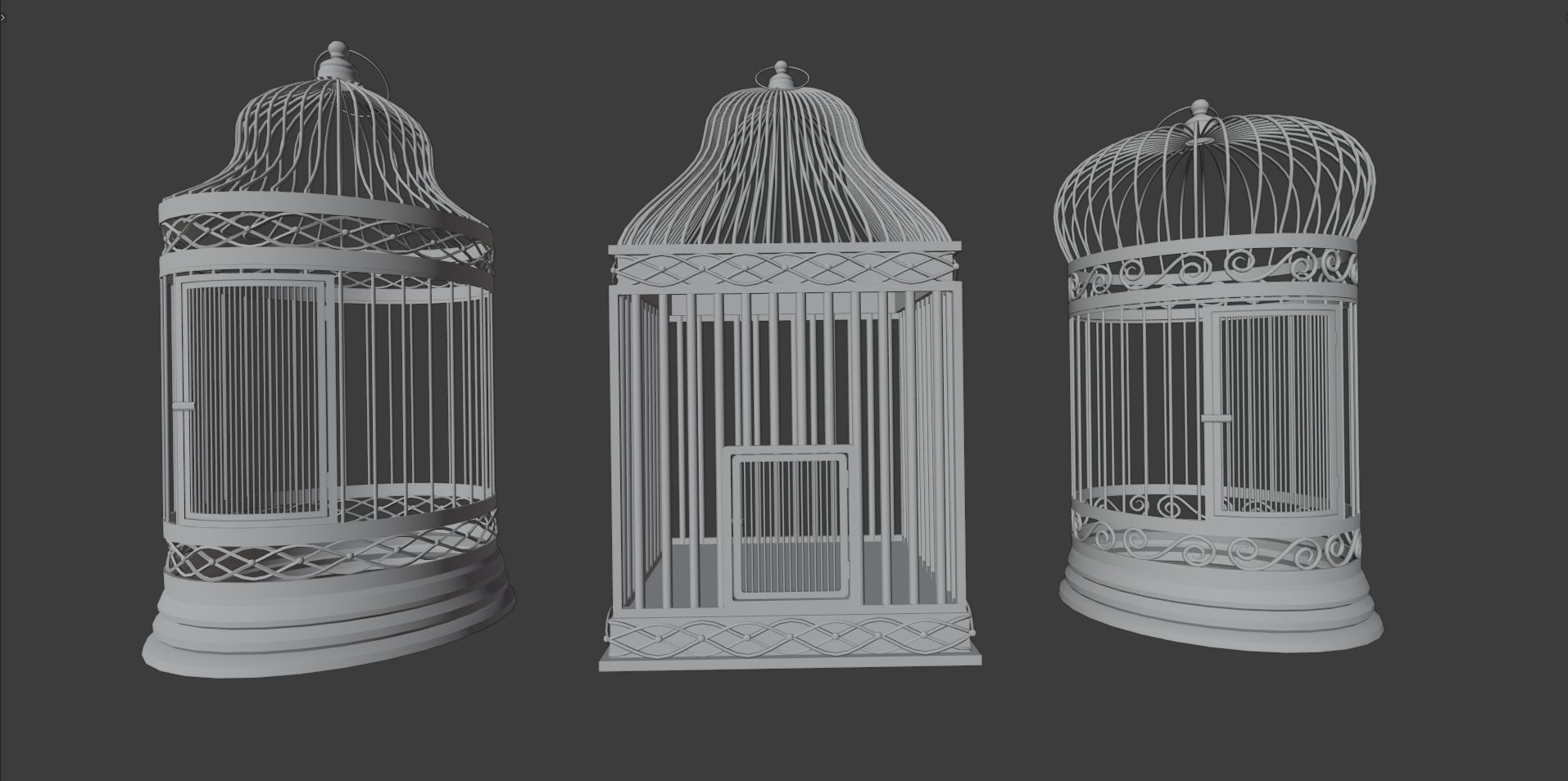 Bird cage Collection Low-poly 3D model_5